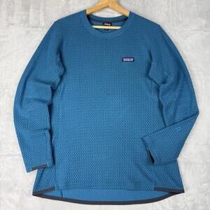 Patagonia R1 Air Crew Pullover Blue Fleece Women Size L Outdoor Base Layer Hike